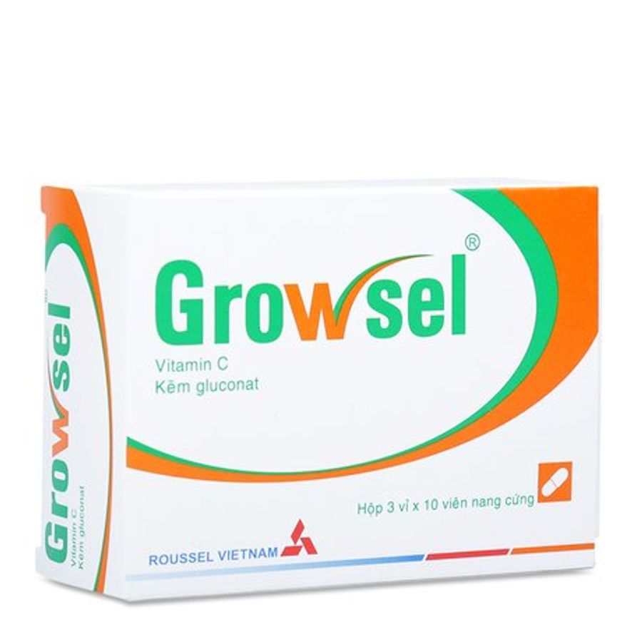 Thuốc bổ sung Vitamin C và Kẽm Growsel (3 vỉ x 10 viên)