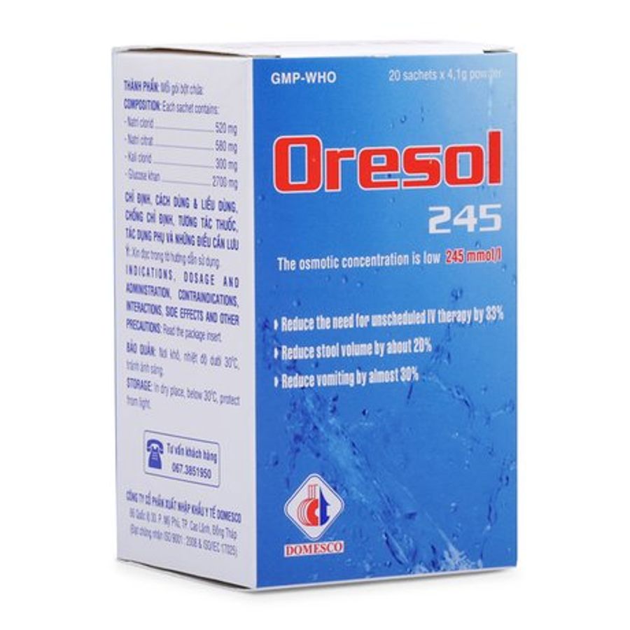 Thuốc trị mất nước do tiêu chảy ở trẻ & người lớn Oresol 245