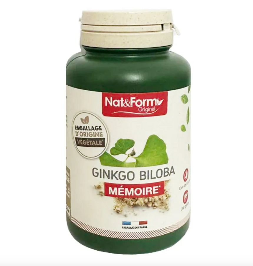 Viên uống Nat & Form Ginkgo Biloba Memoire Bio hỗ trợ bổ não, hộp 200 viên của Pháp