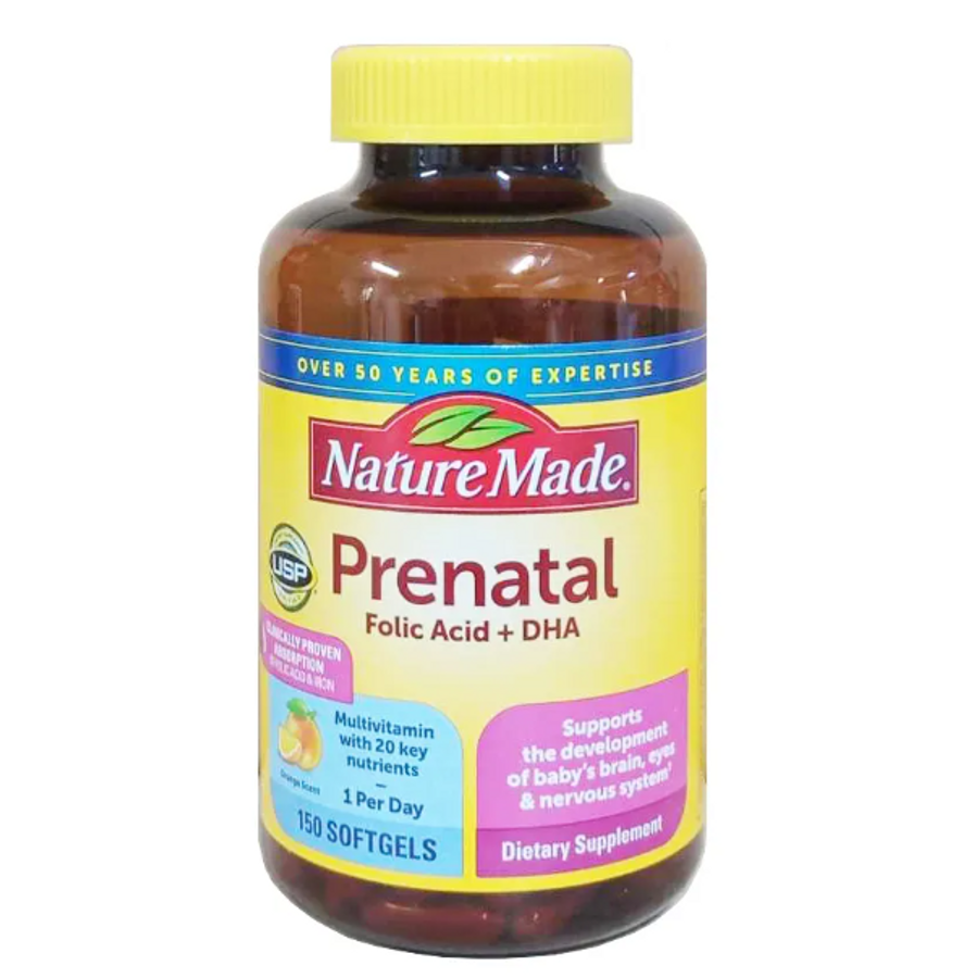 Vitamin tổng hợp cho bà bầu Nature Made Prenatal Folic Acid + DHA, 150 viên