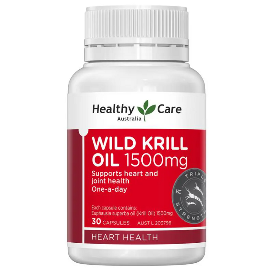 Viên dầu nhuyễn thể Healthy Care Wild Krill Oil 1500mg của Úc