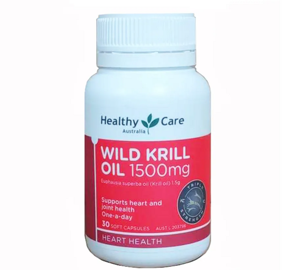 Viên dầu nhuyễn thể Healthy Care Wild Krill Oil 1500mg của Úc