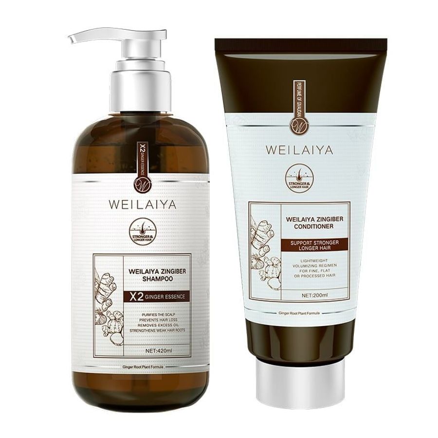 Cặp dầu gội xả gừng nâu Weilaiya Luxury hỗ trợ trẻ hóa da đầu