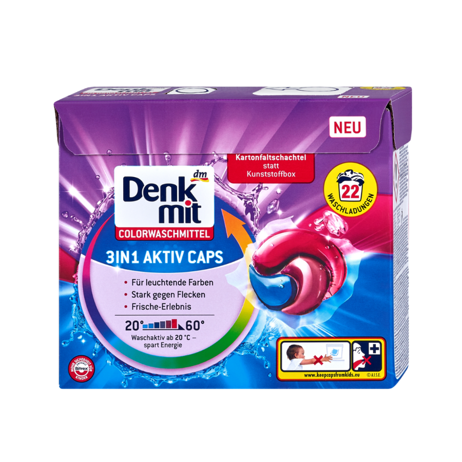 Viên giặt xả quần áo 3n1 Denkmit Colorwaschmittel
