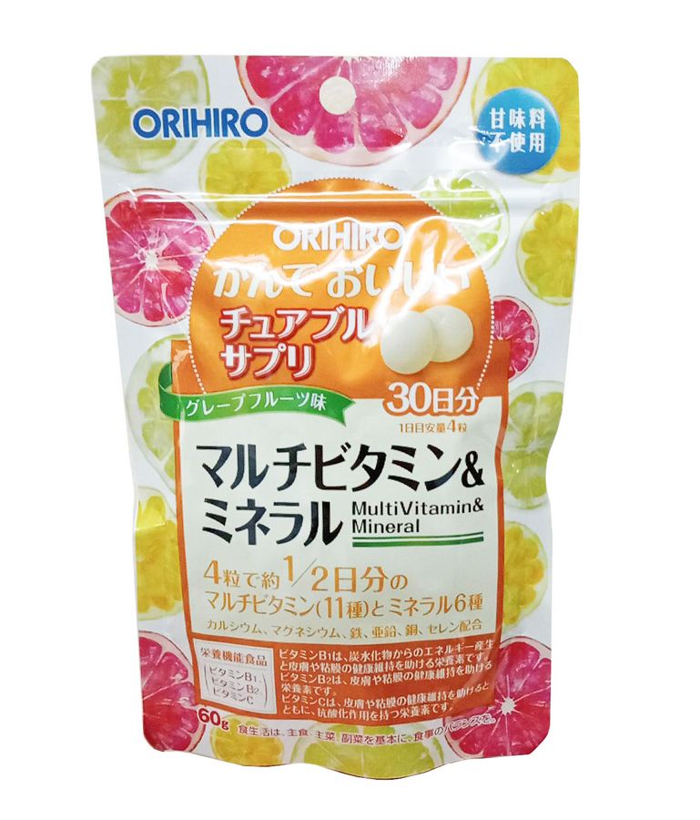 (Hàng công ty)  Viên nhai vitamin tổng hợp và khoáng chất Orihiro Nhật Bản