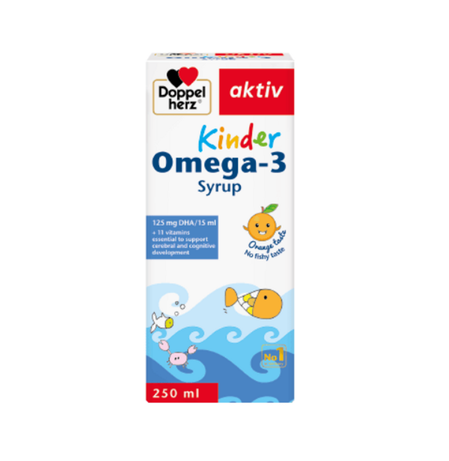 (Hàng công ty) Siro bổ sung omega3 cho bé Kinder Omega-3 Syrup Doppelherz Aktiv
