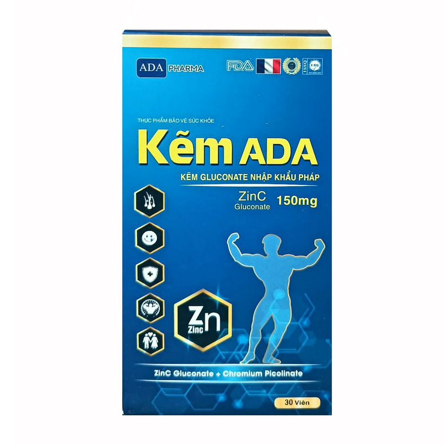 (Hàng nhập khẩu) Viên kẽm ADA 150mg hỗ trợ bổ sung kẽm