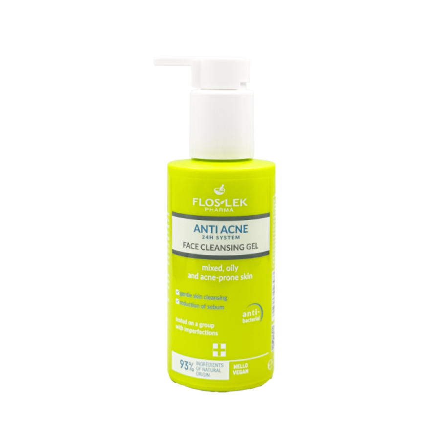 (Hàng nhập khẩu) Gel rửa mặt Floslek Anti Acne System Face Cleansing cho da dầu mụn