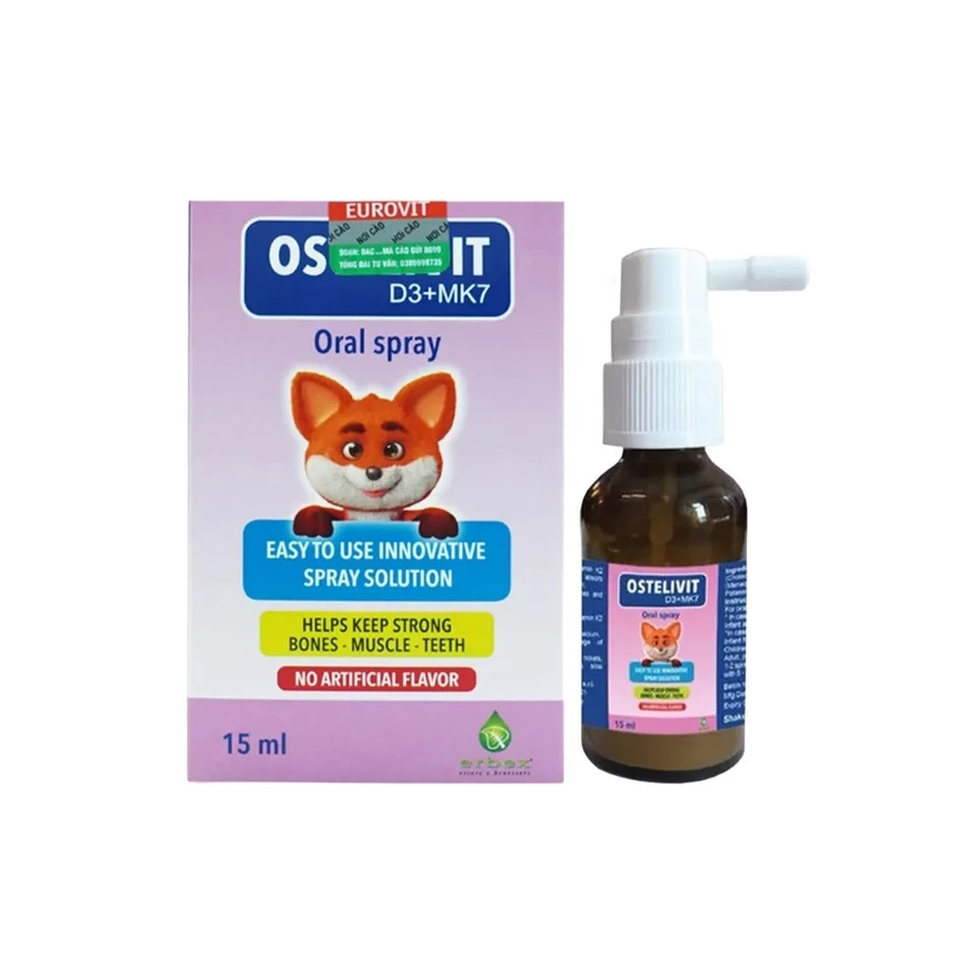 (Hàng nhập khẩu) Vitamin D3 + K2 Ostelivit D3 MK7 dạng xịt cho bé