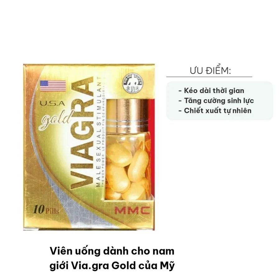 Viên Uống VGRA Gold Mỹ 10 Viên – Tăng Sinh Lực, Kéo Dài Phong Độ