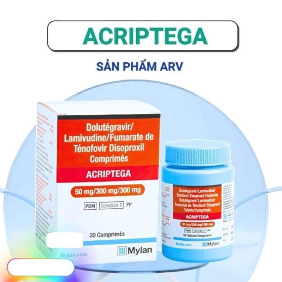 Viên uống Acriptega 50/300/300 phòng ngừa HIV sau QHTD và ARV ức chế virut Hộp 30 Viên 