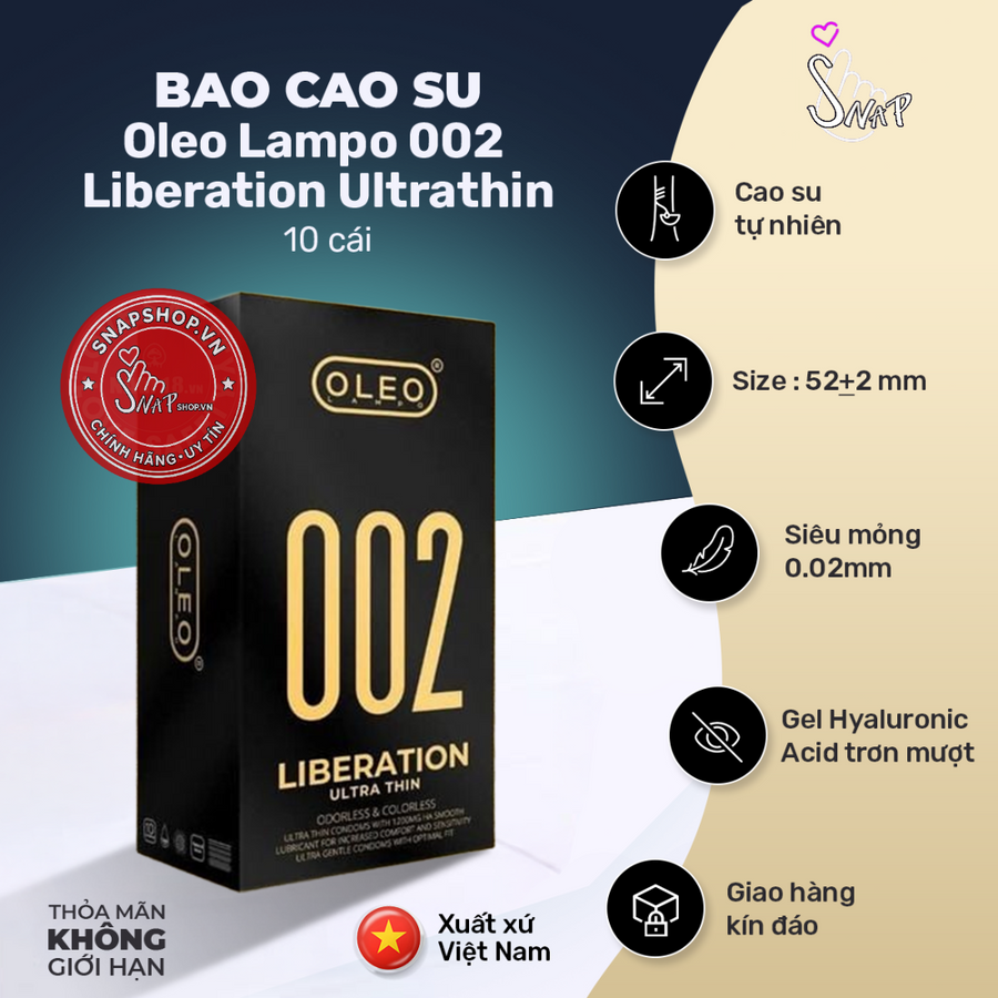 (Snapshop) Bao Cao Su Siêu Mỏng Oleo Lampo 002 Liberation Ultrathin Chính Hãng