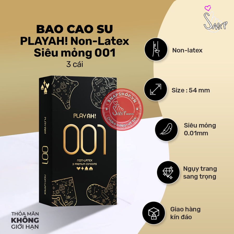 (Snapshop) Bao Cao Su Siêu Mỏng PlayAh 0.01 Non Latex Chính Hãng