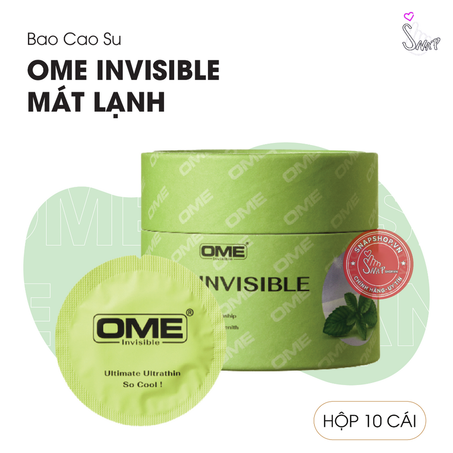 (Snapshop) Bao Cao Su Siêu Mỏng Ome Invisible Mát Lạnh - Hộp 10 Cái Chính Hãng