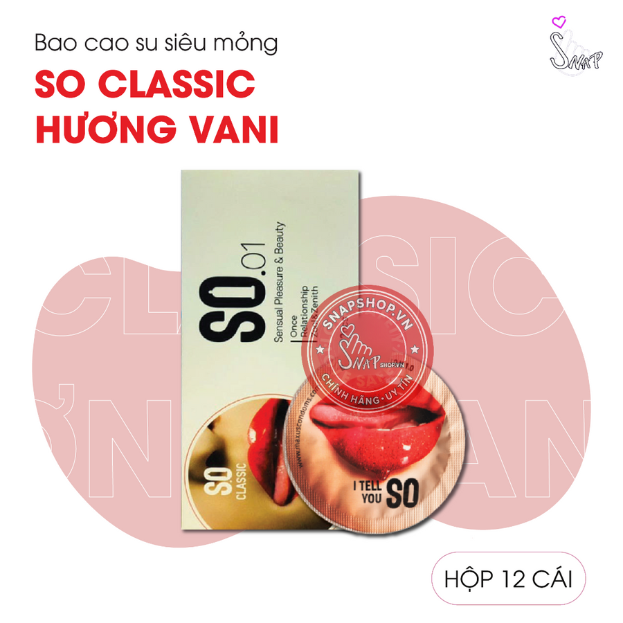 (Snapshop) Bao Cao Su Siêu Mỏng SO Classic Hương Vani - Hộp 12 Cái Chính Hãng