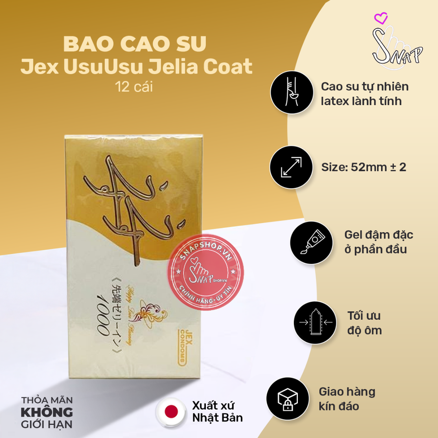 (Snapshop) Bao Cao Su Siêu Mỏng Jex UsuUsu Jelia Coat Nhiều Gel Chính Hãng