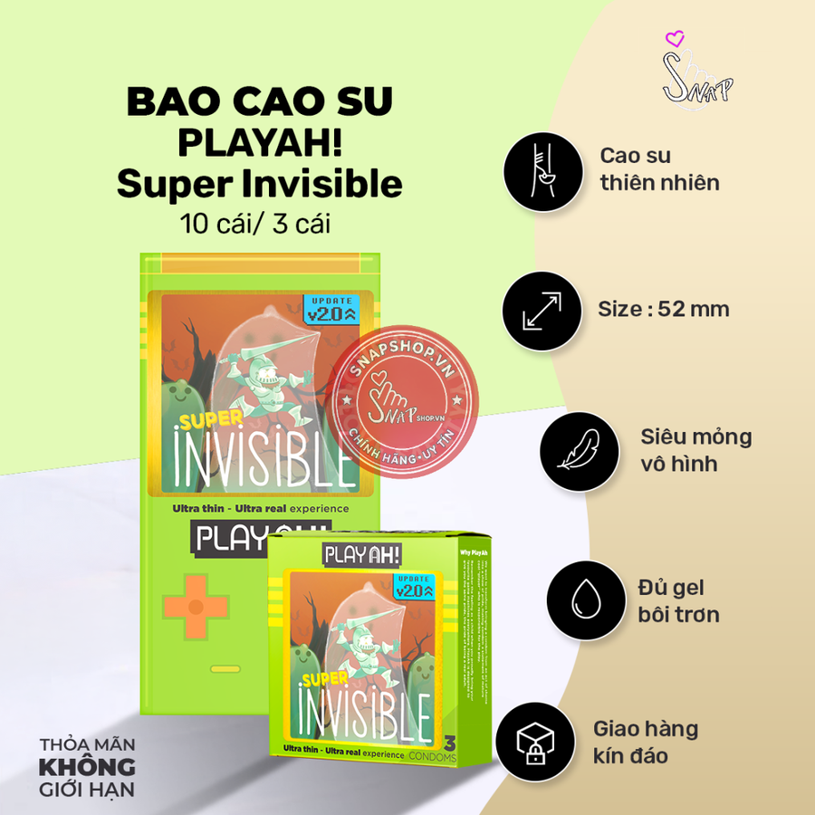 (Snapshop) Bao Cao Su Siêu Mỏng PlayAh Super Invisible Chính Hãng