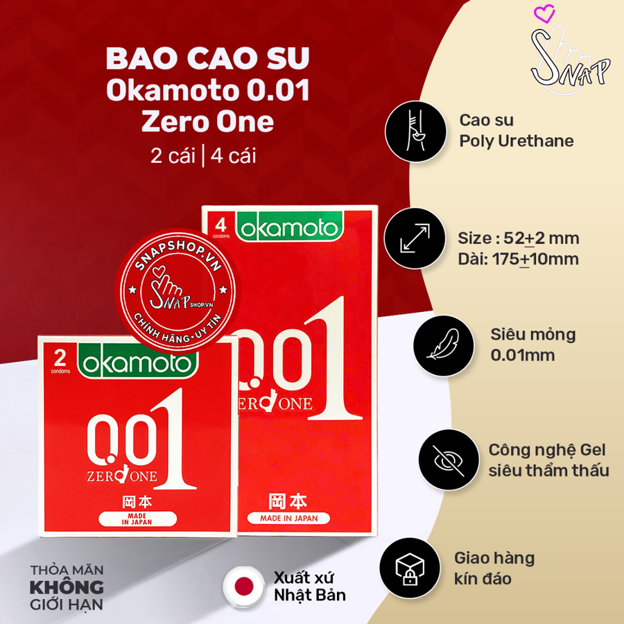 (Snapshop) Bao Cao Su Siêu Mỏng Okamoto 0.01 Zero One Chính Hãng