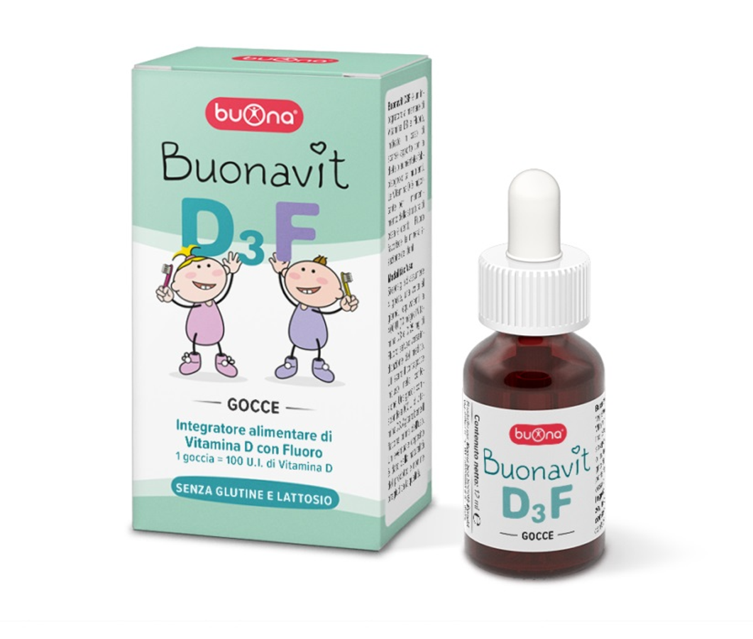 (Hàng nhập khẩu) Siro Buonavit D3F Bổ Sung Vitamin D3 và Flor Cho Bé Chai 12ml