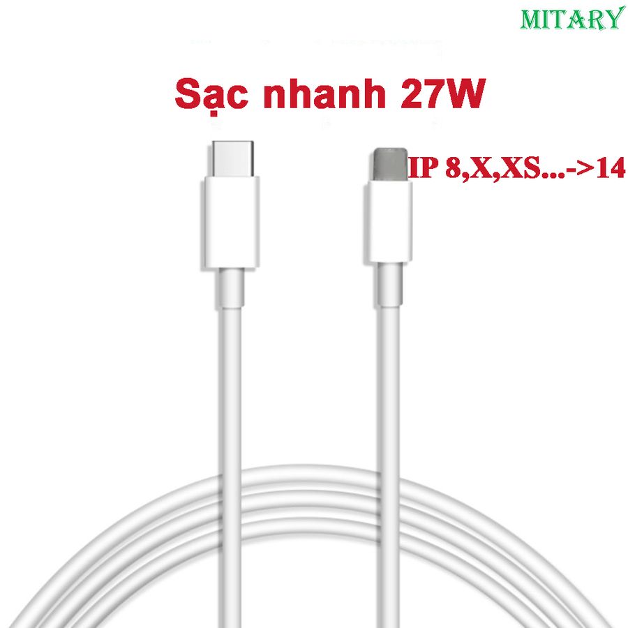 Cáp sạc nhanh cho 7,8, 8plus  X,XS/ XR/ XS Max ,11,12,13,14 với công nghệ sạc nhanh PD 27W và truyền dữ liệu 8 chân 236172