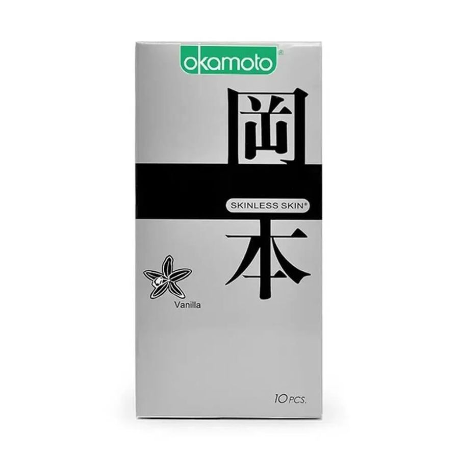 Bao cao su Okamoto Skinless Skin Vanilla - Hương vani, mềm mại - Hộp 10 cái 327116