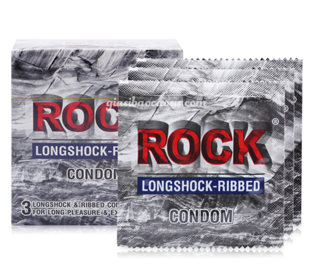 Bao Cao Su Rock Longshock Kéo Dài Thời Gian Gân Gai Hộp 3 Cái