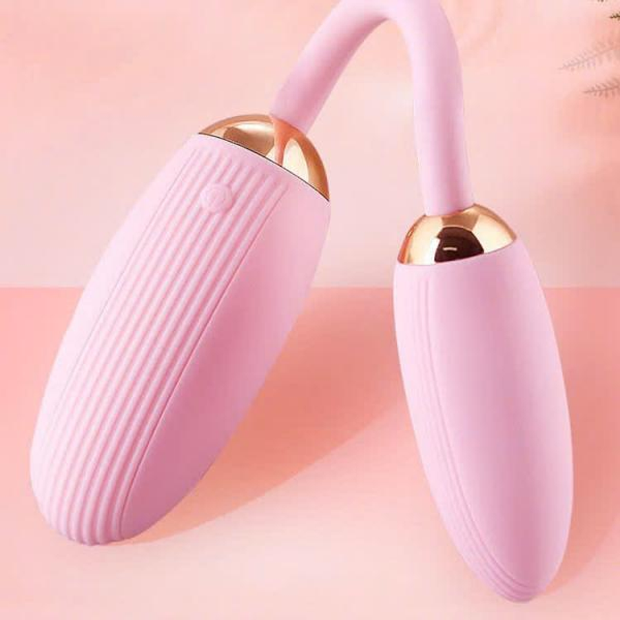 Trứng Rung Tình Yêu Điều Khiển Từ Xa Silicon An Toàn Hai Đầu Bẻ Cong 10 Chế Độ Rung