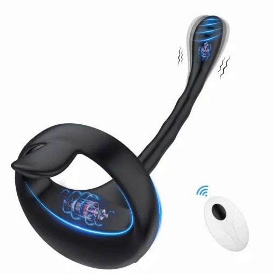 Vòng Rung Dương Vật Kèm Kích Thích Hậu Môn Kết Hợp 9 Chế Độ Rung