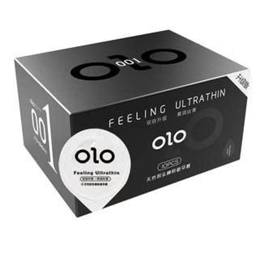 Bao Cao Su 0.01 OLO Đen Hương Vani, Siêu Mỏng, Nhiều Gel Bôi Trơn Kéo Dài Thời Gian – Hộp 10 chiếc