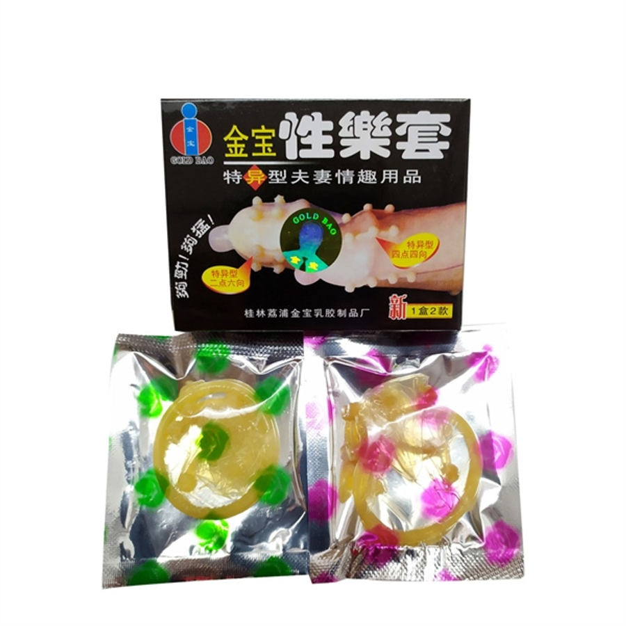 Bao cao su tăng khoái cảm Gold Bi hộp 2 chiếc bi tròn đan xen nội địa Trung chính hãng giá rẻ tiết kiệm