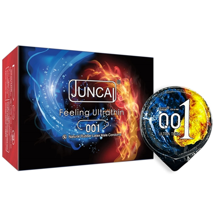 Bao cao su siêu mỏng Juncai Ice & Fire hộp 10 chiếc ấm nóng, mát lạnh nội địa Trung giá rẻ tiết kiệm