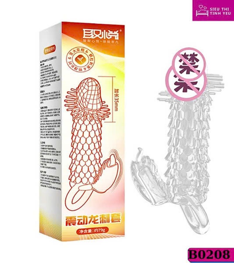Bao cao su Aichao dài 14cm có rung đầu trơn thân vân vảy rồng