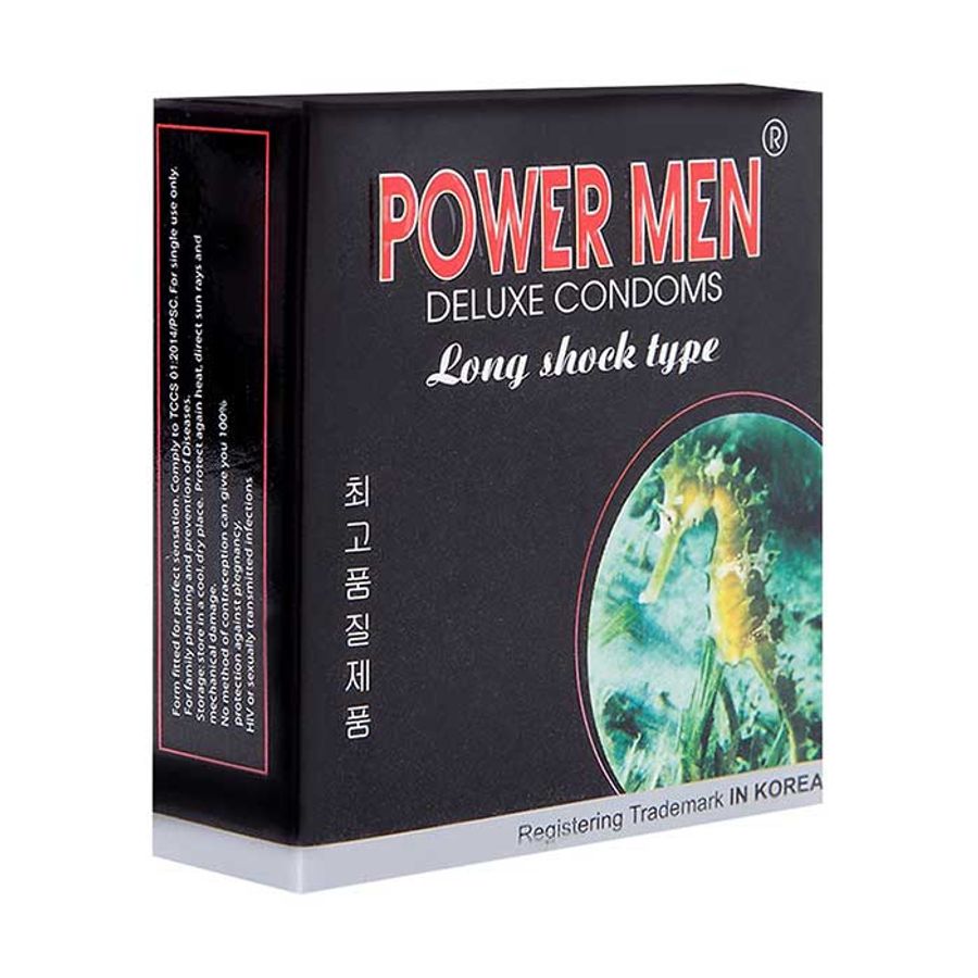 Bao cao su Power Men Cá Ngựa Long Shock Type (Hộp 3 cái)