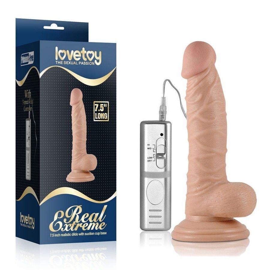 Dương vật giả dính tường có rung 19cm Lovetoy Real Extreme