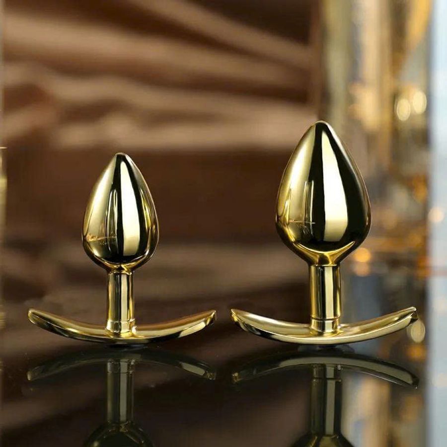 Phích cắm hậu môn inox mạ vàng size lớn - nhỏ