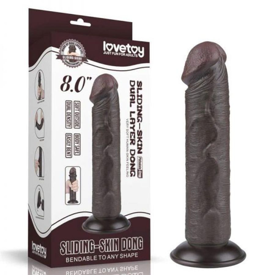 Dương vật giả cao cấp Lovetoy sliding-skin dual layer 20cm màu đen