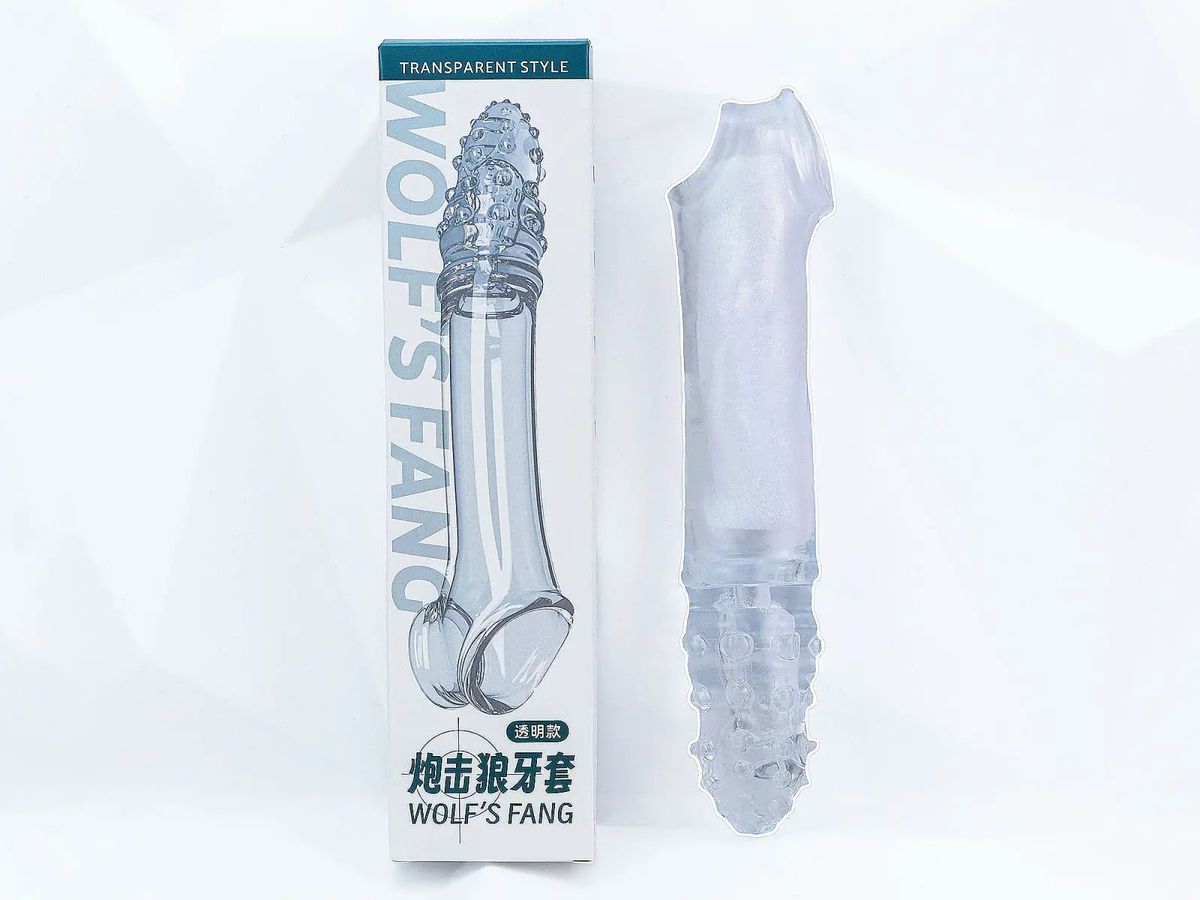 Bao cao su đôn dên Wolf's Fang có gắn bi rung tăng kích thước