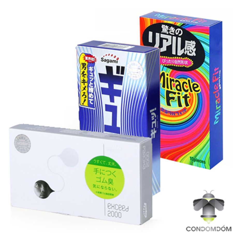 Combo 34 chiếc bao cao su Sagami siêu mỏng ôm sát Exceed, Tight Fit, Miracle Fit