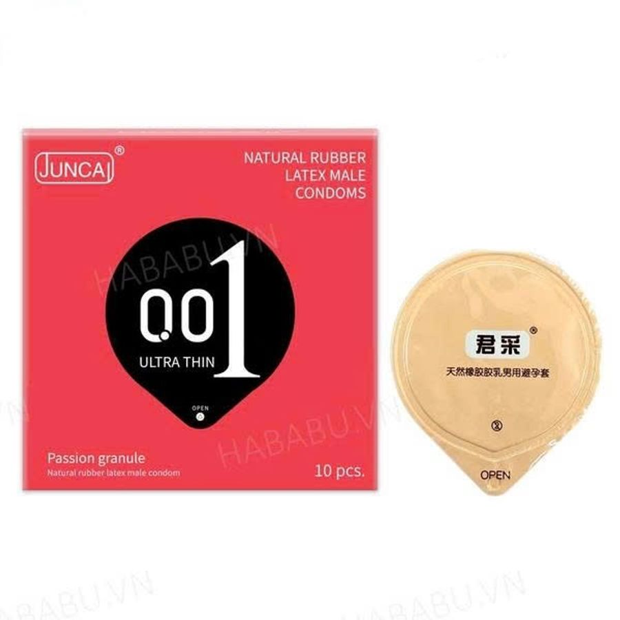 Bao cao su siêu mỏng Juncai 001 Passion Granule hộp 10 chiếc chính hãng