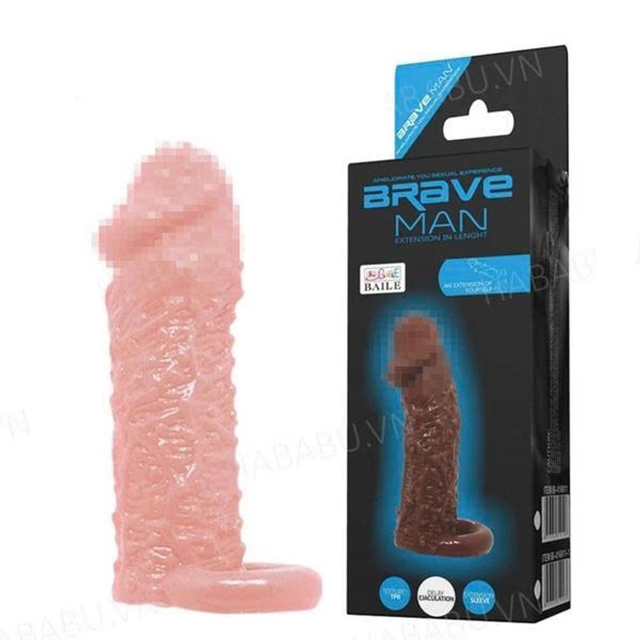 Bao cao su đôn dên Brave Man nâu có quai tăng kích thước chính hãng