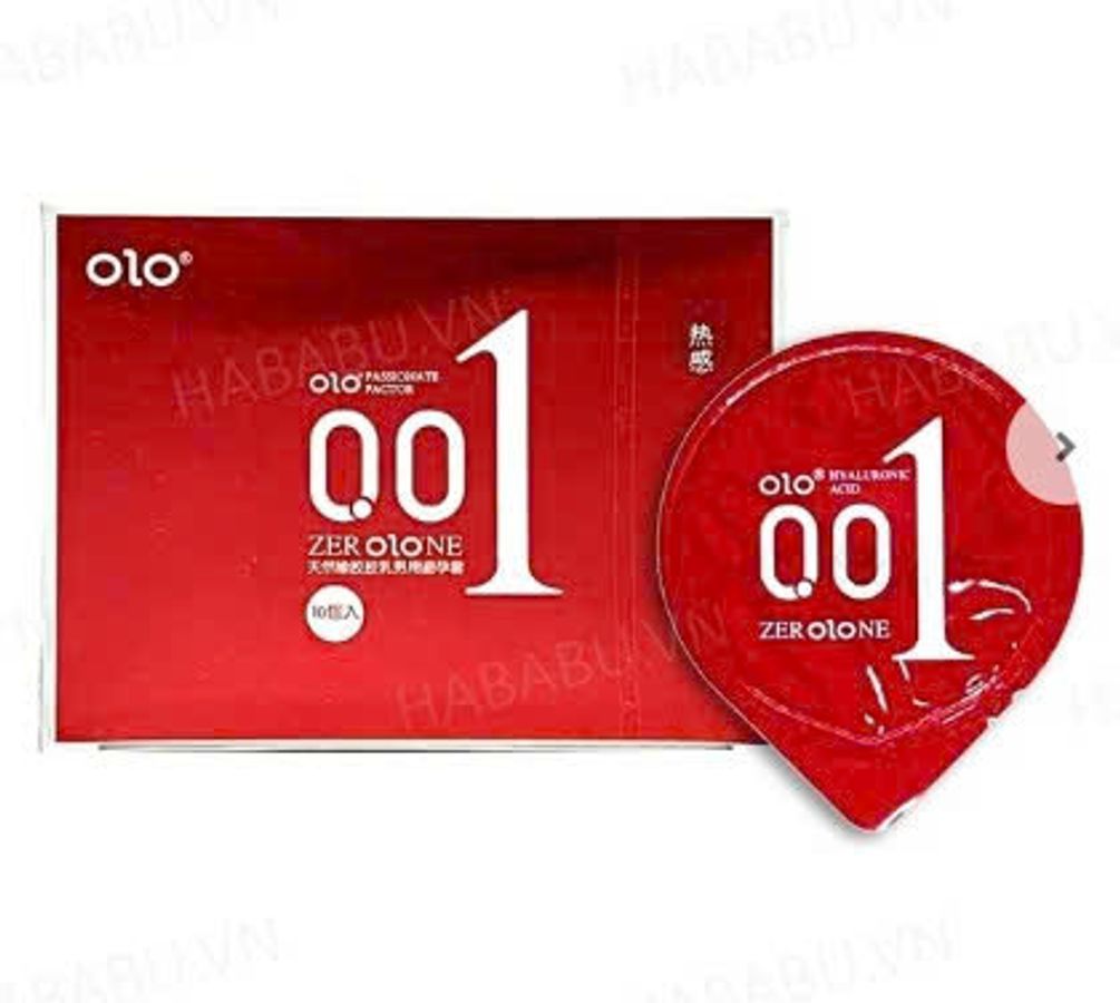 Bao cao su siêu mỏng Olo 0.01 Đỏ hộp 10 chiếc chính hãng 345709