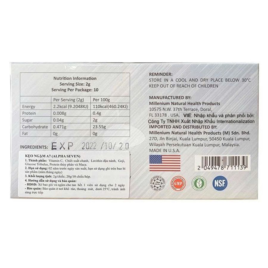 ( Cao Cấp ) Kẹo Sâm Alpha Seven A7 USA