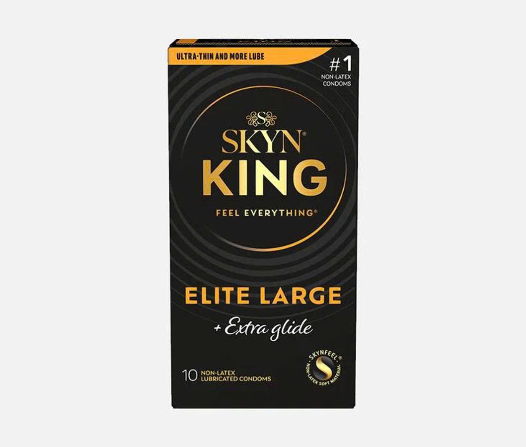 Bao Cao Su Cao Cấp Size Lớn Thêm Gel Skyn King Elite Large Extra Glide 10 Cái