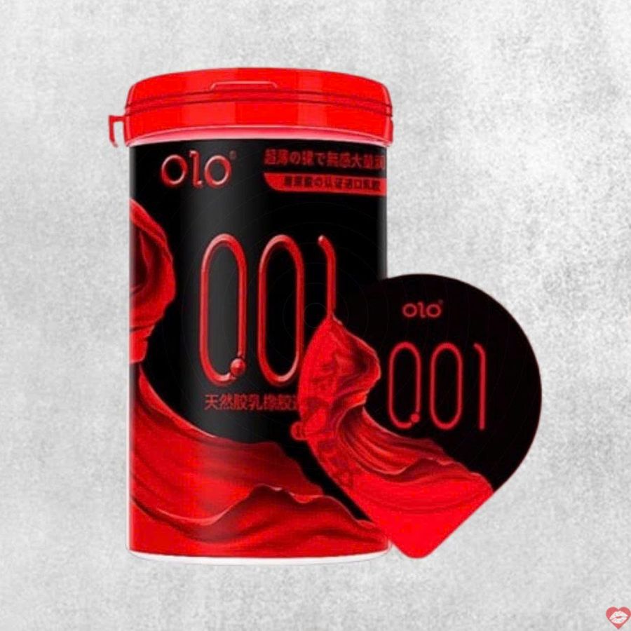 Bao cao su OLO siêu mỏng 0.01 đỏ nóng ấm hộp 10 cái