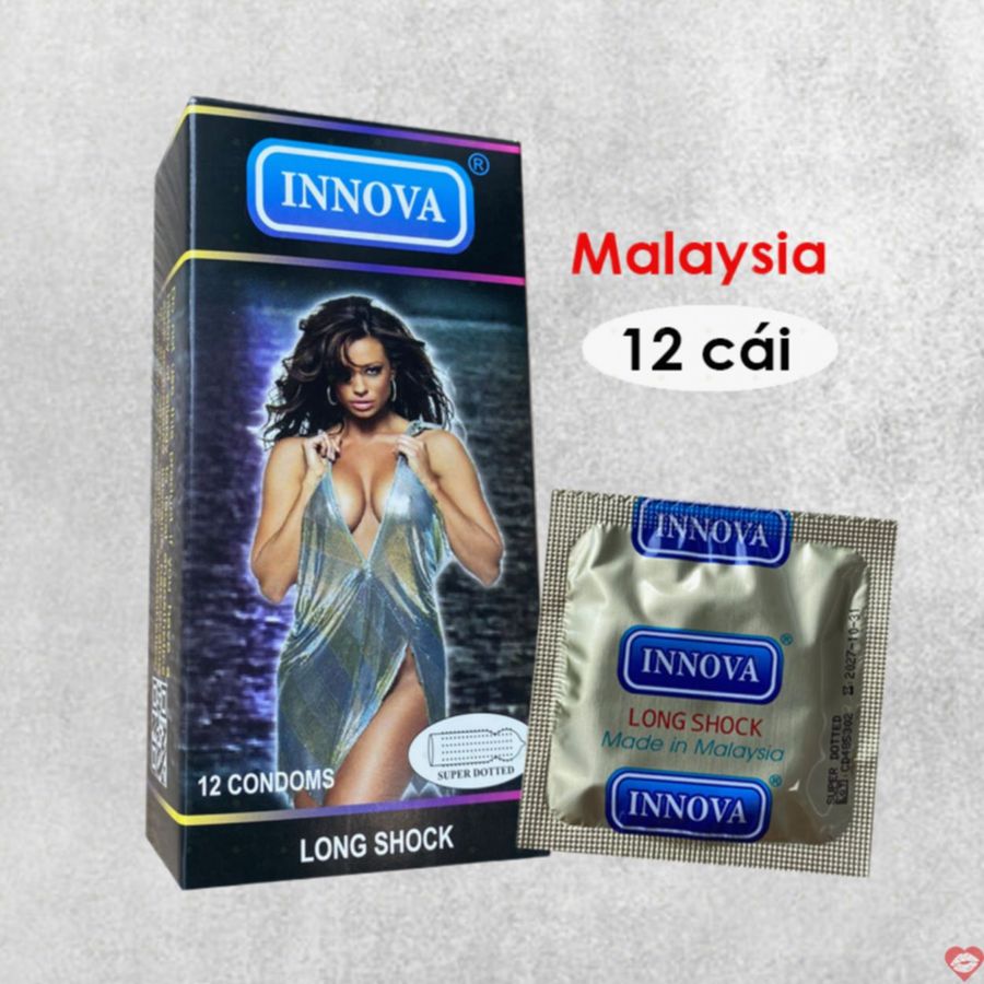 Bao cao su Innova Đen gân gai kéo dài 12 cái, siêu bền