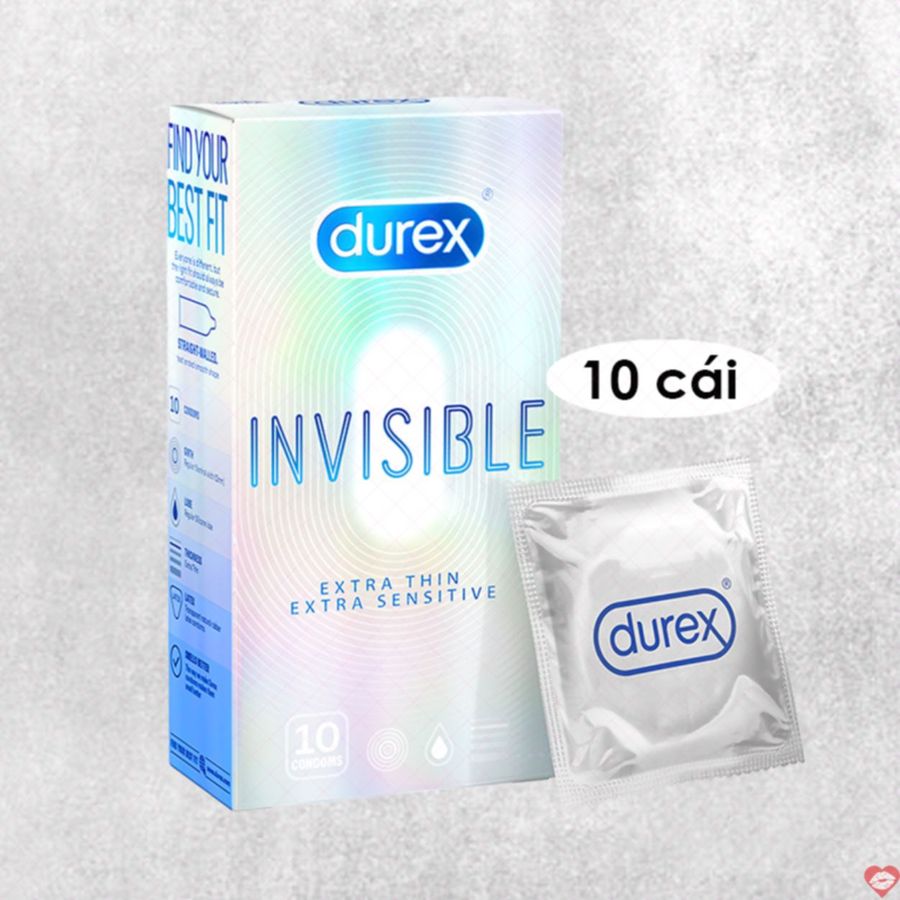Bao cao su Durex Invisible siêu mỏng an toàn mềm mịn 10 cái