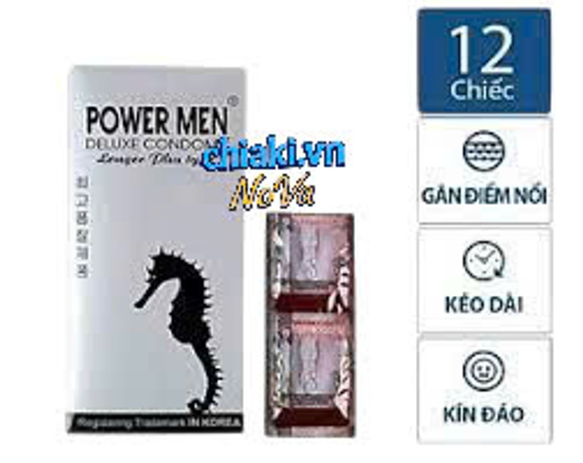 Bao Cao Su Power Men Longer Plus Cá Ngựa Bạc, Hộp 12 Cái
