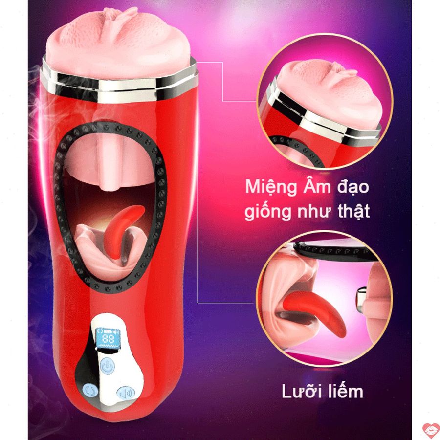 Âm đạo giả rung rên toả nhiệt kèm lưỡi bú liếm Jiuai Masturbation Cup