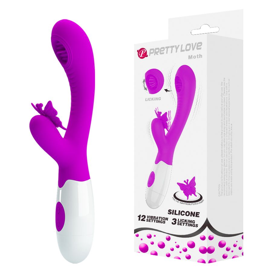 Máy Massage Hỗ Trợ Tăng Khoái Cảm Nam Nữ Rung Có Nhánh Gai Mềm Pretty Love Moth Chính Hãng