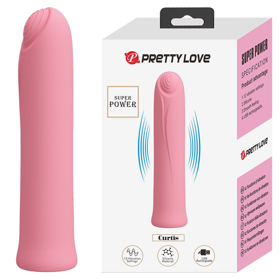 Máy Massage Hỗ Trợ Tăng Khoái Cảm Nam Nữ Rung Có Điểm Nổi Pretty Love Super Power Curtis Hồng Chính Hãng
